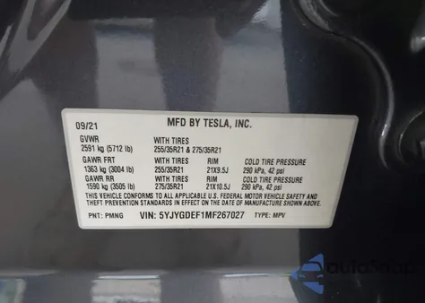 2021 Tesla Model Y Performance Dual Motor All-Wheel Drive from USA, damaged, VIN 5YJYGDEF1MF267027